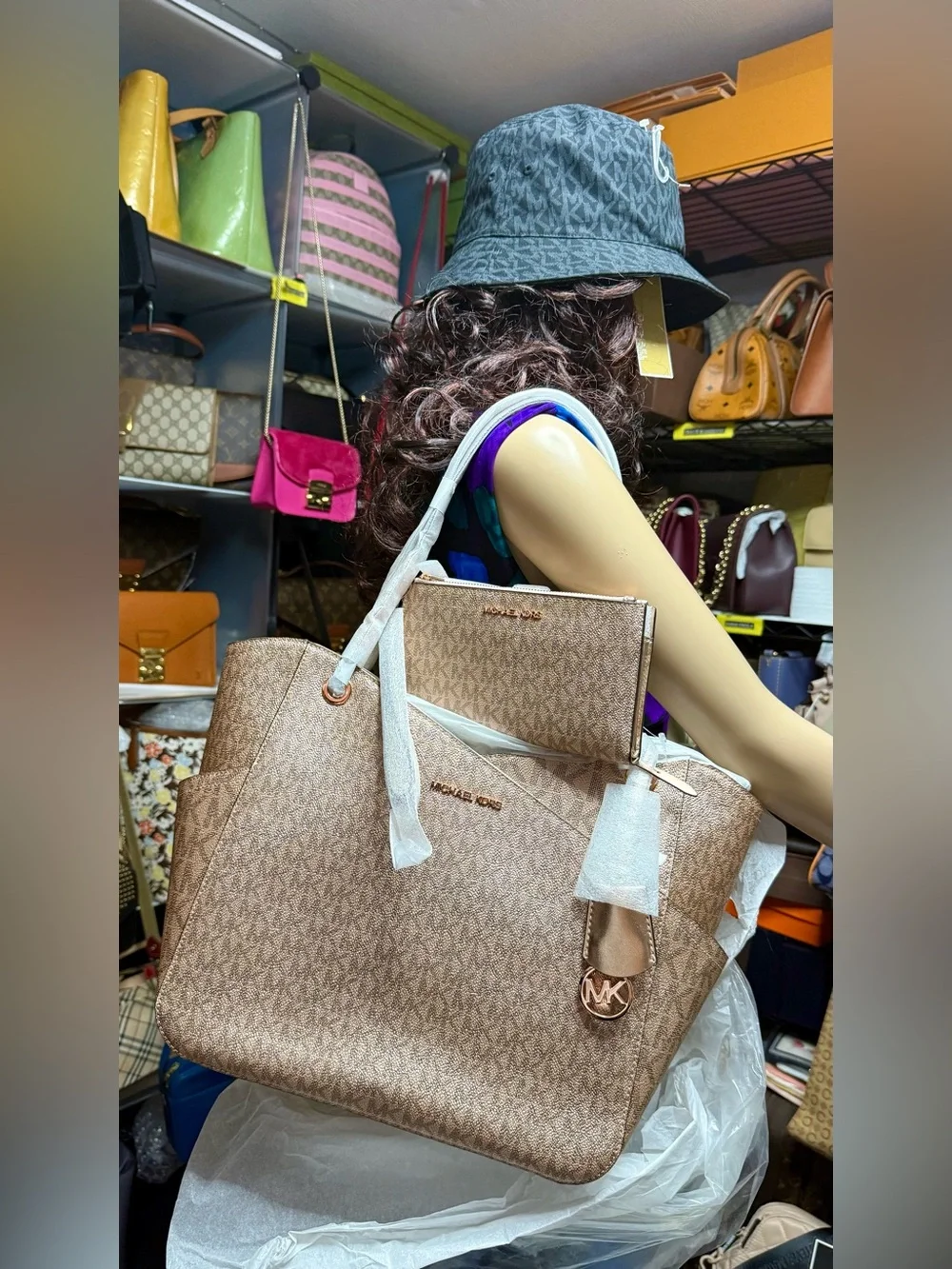 🆕MICHAEL KORS SETs Jet Set Large Chain Shoulder Tote Bag Rose Gold NWT💯Auth $750